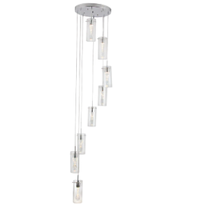Polished Chrome LED Pendant with Clear Glass and Crystals, 8x 5W LED (Included)