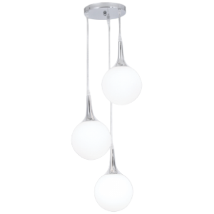 Polished Chrome Pendant with Opal Glass, 3 lights