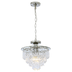 Polished Chrome Pendant with Clear Acrylic Crystals