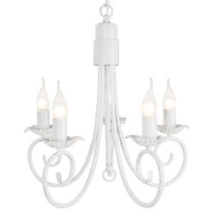 Metal Chandelier, Fossil White, 5x 60W SES