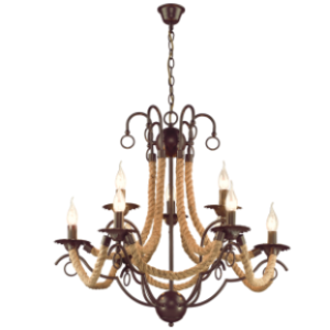 Metal Chandelier with Rope, 9x 60W SES