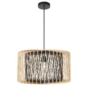 Metal and Bamboo Pendant, 1x 11W ES (LED or CFL only)