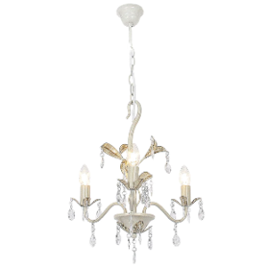 Metal Chandelier with Clear Acrylic Crystals, 3x 60W SES