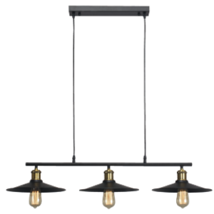 Metal, Resin and Wrought Iron Chandelier, Black, 3x 60W ES