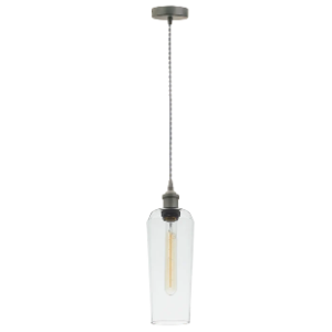 Matt Nickel Cord Pendant with Clear Glass, 1x 40W ES (Not Included)