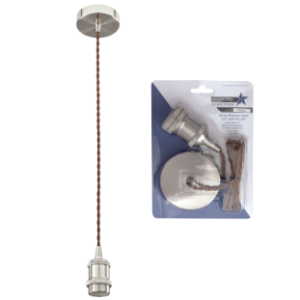 Satin Chrome Cord Pendant, Blister Pack, 1x 60W ES