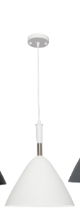 Metal Pendant, White, 1x 60W (11W) ES