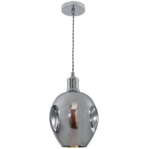 Polished Chrome Pendant with Glass, 1x 60W ES