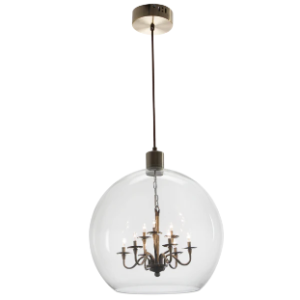 Satin Brass Pendant with Clear Glass?and Small Inner Satin Brass Chandelier, 9x Bi-pin lamps G4
