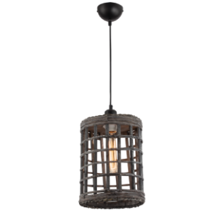 Metal and Rattan Pendant, 1x 60W ES