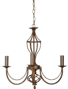 Antique Metal Chandelier, 3x 60W SES