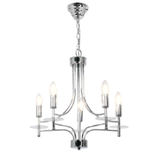 Polished Chrome Chandelier, 5x 60W SES