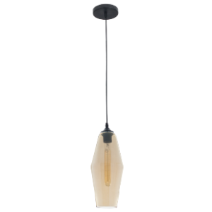 Amber Glass Pendant, 1x 60W ES