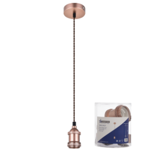 Rose Gold Colour Pendant with Brown Twist Cord