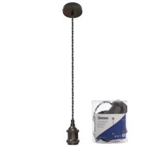 Gun Metal Colour Pendant with Black Twist Cord