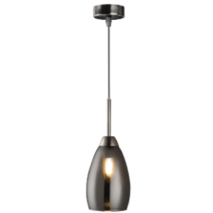 Metal with Smoke Colour Glass Pendant, 1x 40W SES