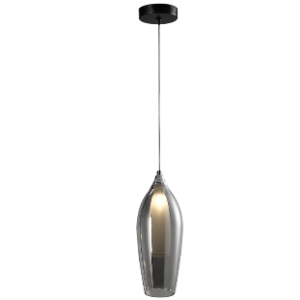 Metal Pendant with Smoke Colour Outer Glass and Frosted Inner Glass