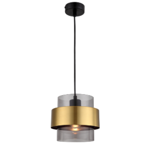 Gold Metal Pendant with Smoke Colour Glass