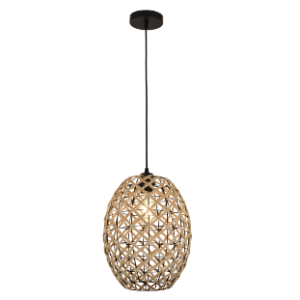 Metal and Rope Pendant, Matt Black