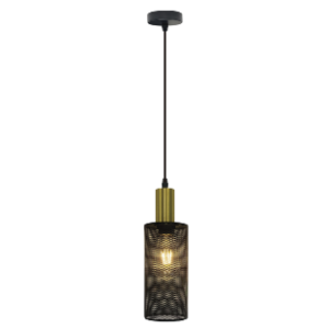 Metal Pendant, Black and Gold, 1x 40W ES (Not Included)