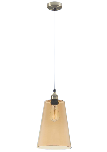Antique Bronze Cord Pendant with Clear Amber Glass