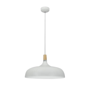 Metal Pendant with Wood, White