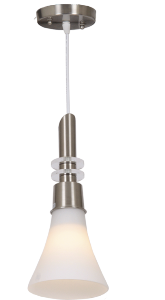 Satin Chrome Pendant with Colour Glass, White