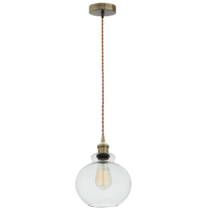 Antique Bronze Cord Pendant with Clear Glass