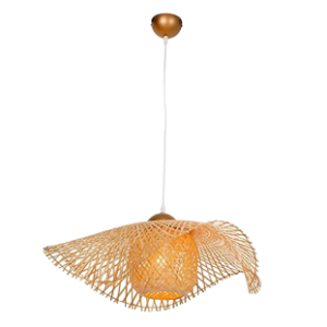 Steel Cronus 650 Pendant, Nature Woven Bamboo