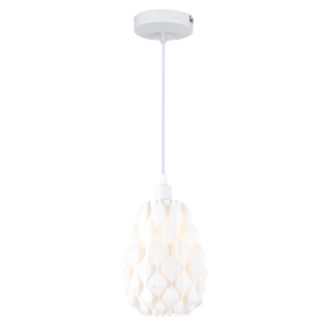 Steel & Polyethylene Weavesphere Narrow Pendant, White