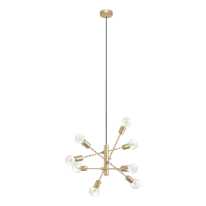 Steel Gradoli 8 Light Pendant, Brushed Brass