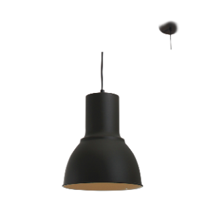 Audion Pendant 1LT,  Black exterior, white inner shade (220mm)