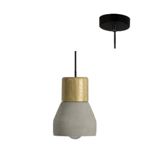 Cement & Wood Pendant, Black/Brown/Grey