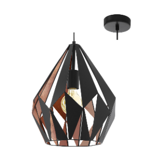 Carlton 1 Pendant, Black/Copper