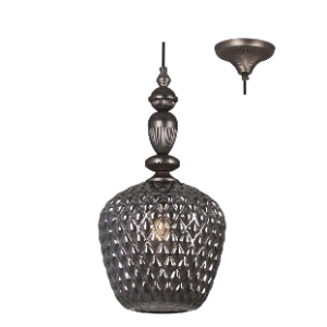 Lisbon Pendant Black with Smoke Glass, Black Nickel