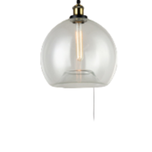 Large Clear Glass Pendant with Antique Bronze Lamp Holder