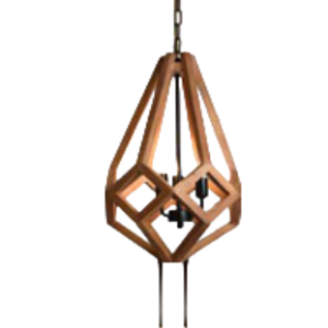 Teardrop Shape, 3 lamp Decorative Chandelier, Black and Wood