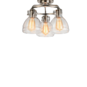 Steampunk styled 3 lamp teardrop glass Ceiling Light Fitting, Glass coverings being held together by a stainless steel frame