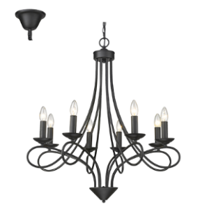 8LT Chandelier Black E14 8x 40W