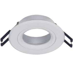 Die Cast Aluminium Downlight, Straight with Bevelled Edge, Without Lampholder, Matt White, Cut out 60mm, 12V / 50W