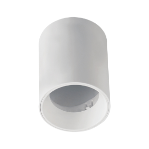 Surface Mount Polycarbonate Downlighter with Antiglare Ring, Straight, Without Lampholder, White
