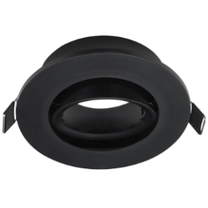 Round Recessed Polycarbonate Downlighter, Tilt, Without lampholder, Black