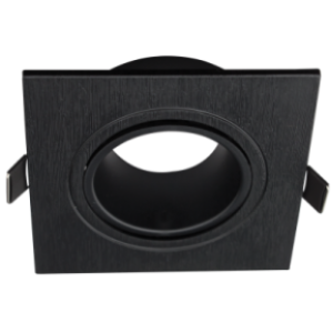 Square Recessed Polycarbonate with Antiglare Ring, Tilt, without lampholder, Black
