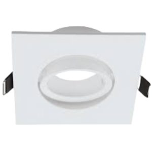 Square Recessed Polycarbonate with Antiglare Ring, Tilt, without lampholder, White