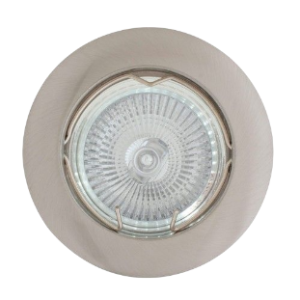 Aluminium Downlight, Straight curved rim, Satin Chrome, Excluding 1x GU5.3 max 50W MR16 12V