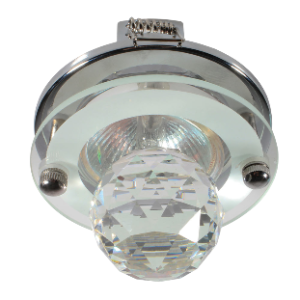 Round Pressed Steel downlight with steel crystal ball, Chrome, Excluding 1x GU5.3 MR16 max 50W 12V