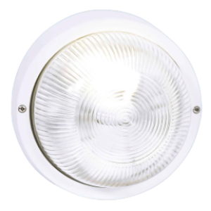 PVC Bulkhead with Clear Glass, White, 1x 40W ES (11W ES CFL)