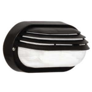 PVC Bulkhead with Clear Glass, Oval, Black, 1x 40W ES (11W ES CFL)