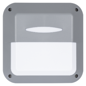 ABS Plastic with Polycarbonate Cover Bulkhead, Square Eyelid, Grey, 1x 40W ES (11W Compact Fluorescent)