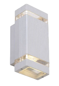 Die Cast Aluminium Wall Bracket with Glass, Up and Down Facing, Grey, 2x GU10 (Energy Saver or LED only ? Not Included)